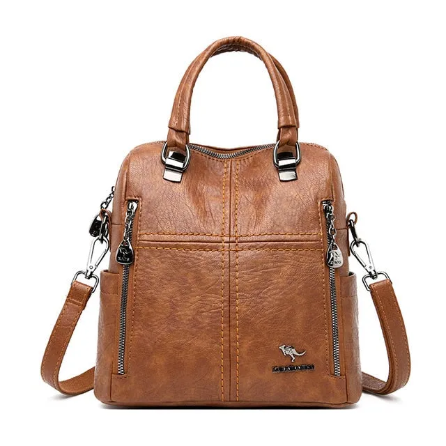 Multifunction Travel Leather Backpack