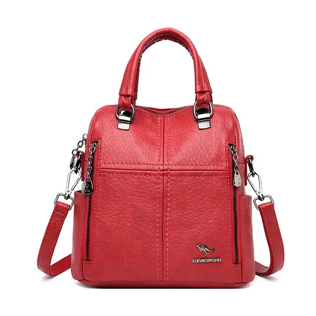 Multifunction Travel Leather Backpack