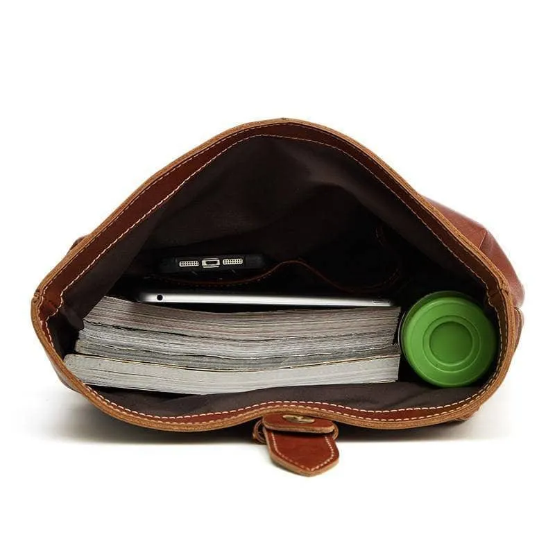 Nesitu Casual Vintage Genuine Leather Women Men's Backpacks 14''  Travel Bag