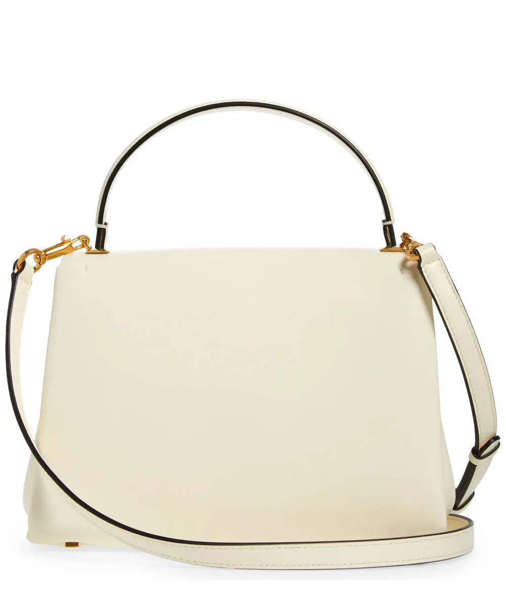 One Stud Leather Top Handle Bag in Ivory