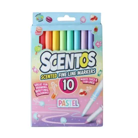  Scentos Scented Pastel Color Fine Line Markers, Pack Of 10