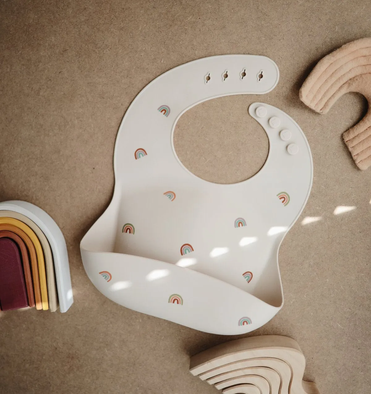 Silicone Baby Bib - Rainbows by Mushie & Co