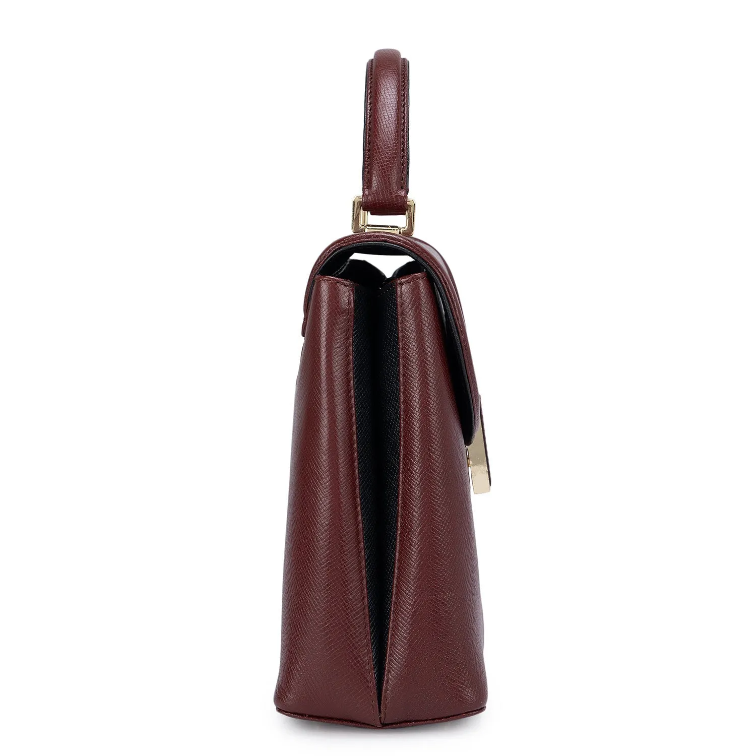 Small Franzy Leather Satchel - Blood Stone