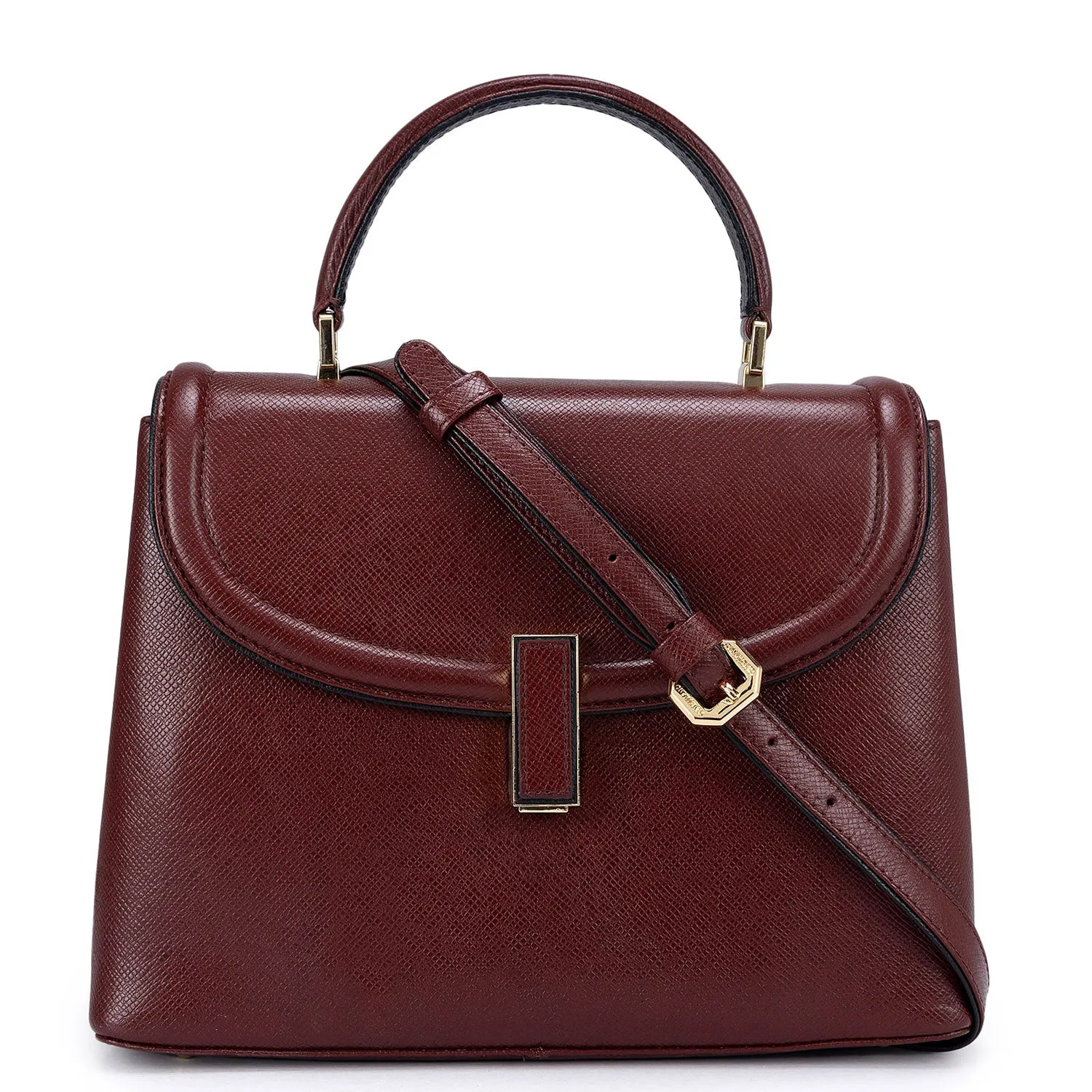 Small Franzy Leather Satchel - Blood Stone