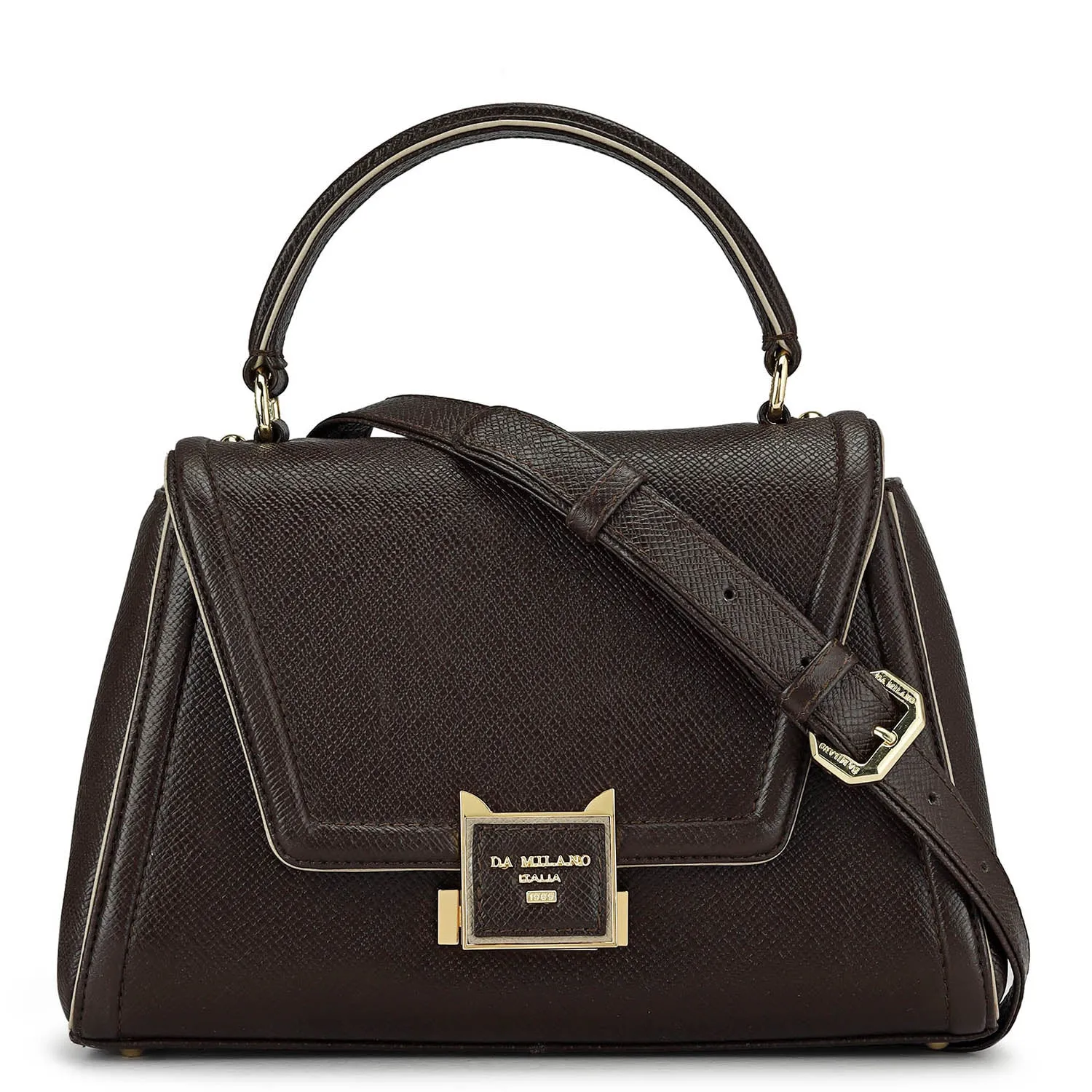 Small Franzy Leather Satchel - Chocolate