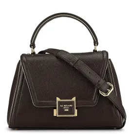 Small Franzy Leather Satchel - Chocolate