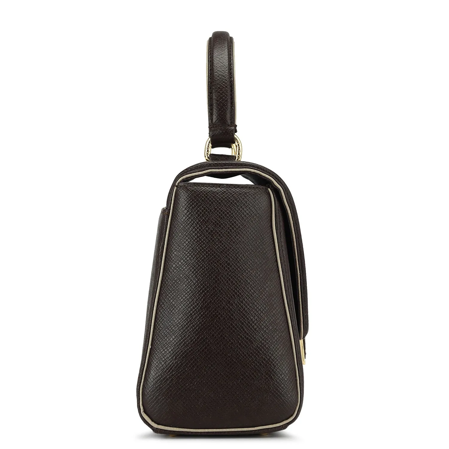 Small Franzy Leather Satchel - Chocolate