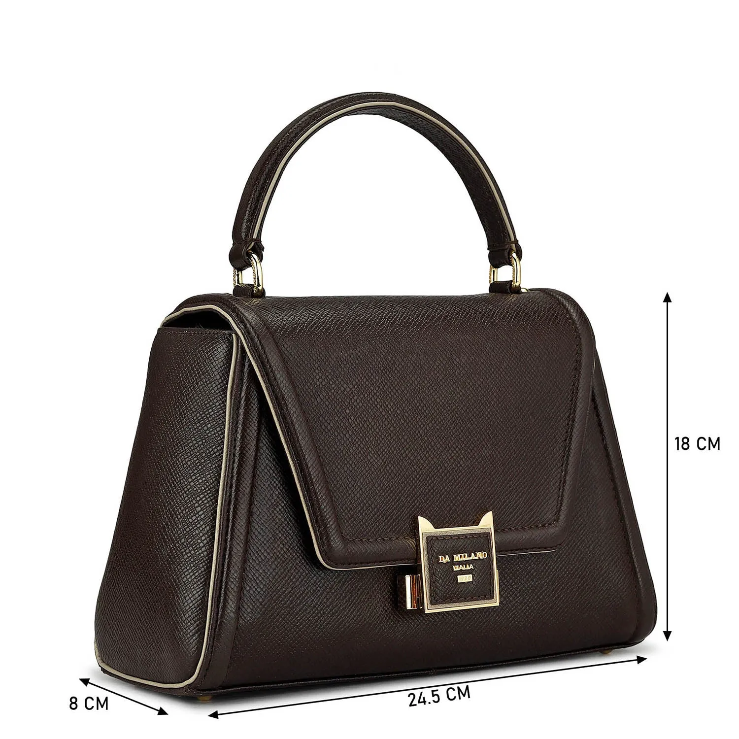 Small Franzy Leather Satchel - Chocolate