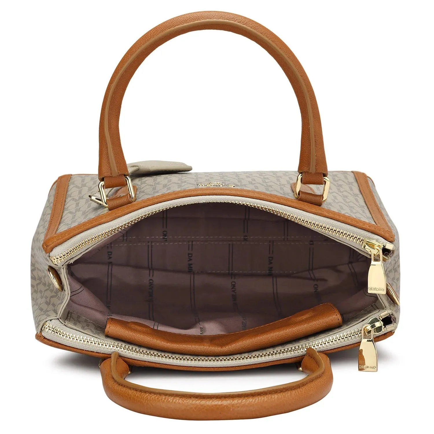Small Monogram Leather Satchel - Chalk
