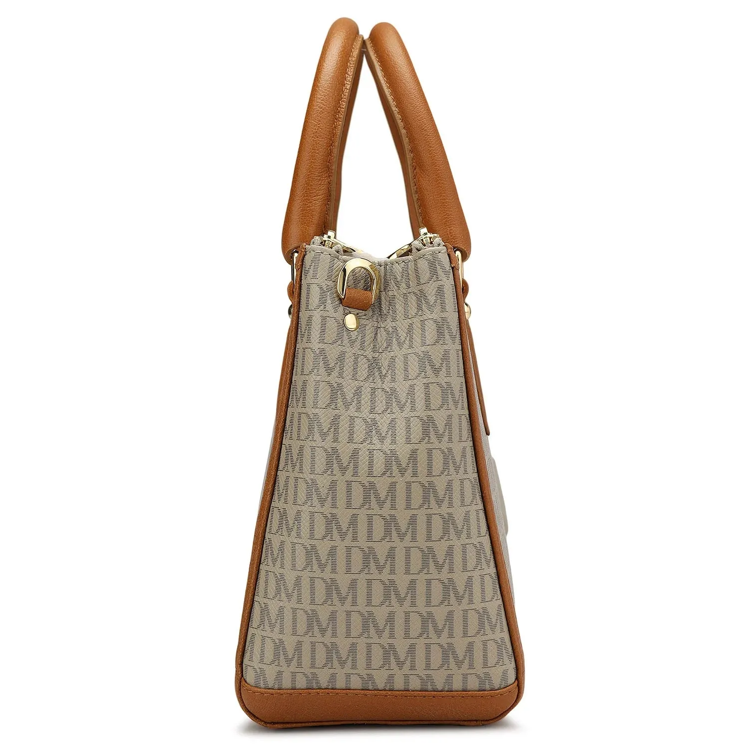 Small Monogram Leather Satchel - Chalk