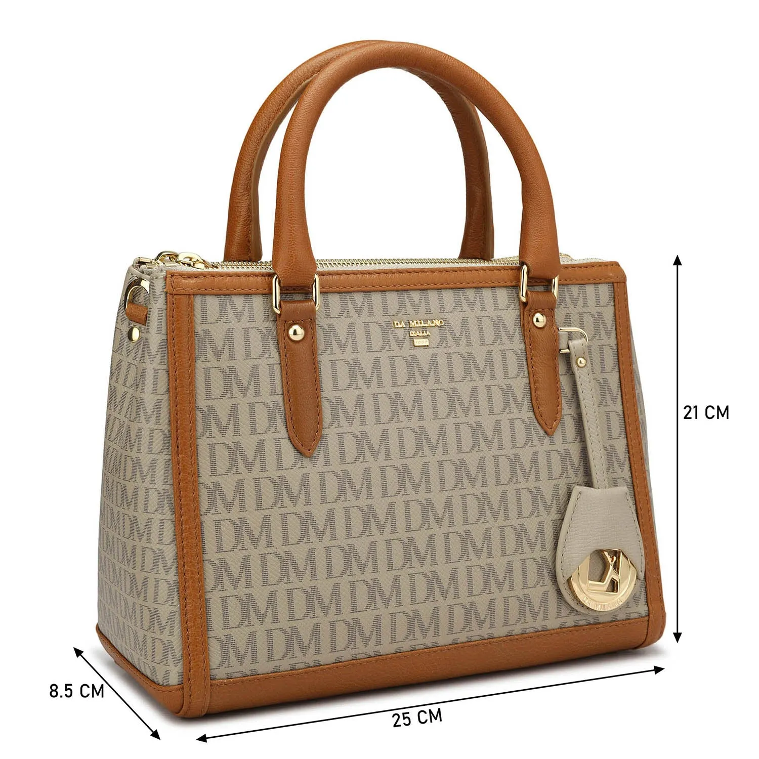 Small Monogram Leather Satchel - Chalk