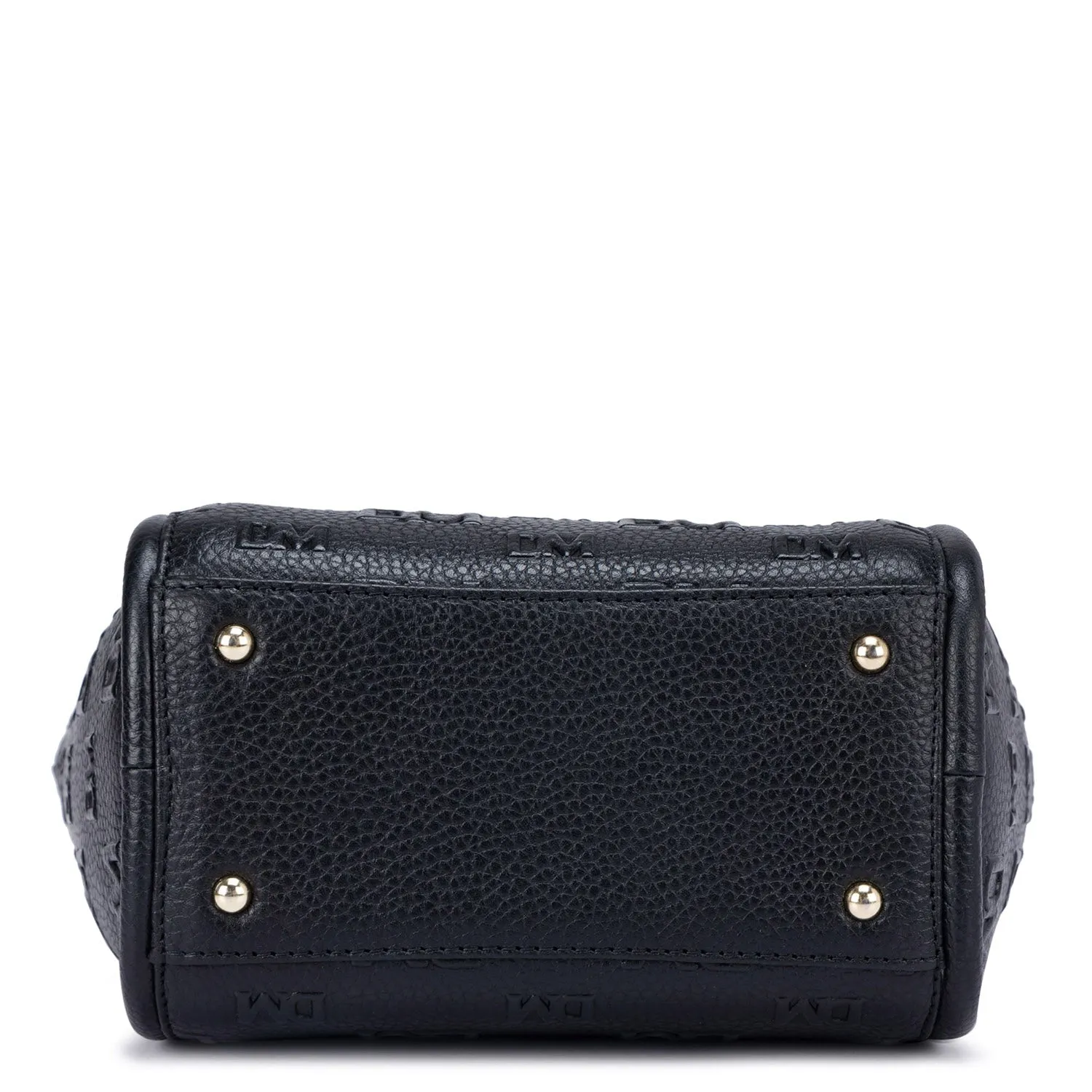 Small Monogram Wax Leather Satchel - Black