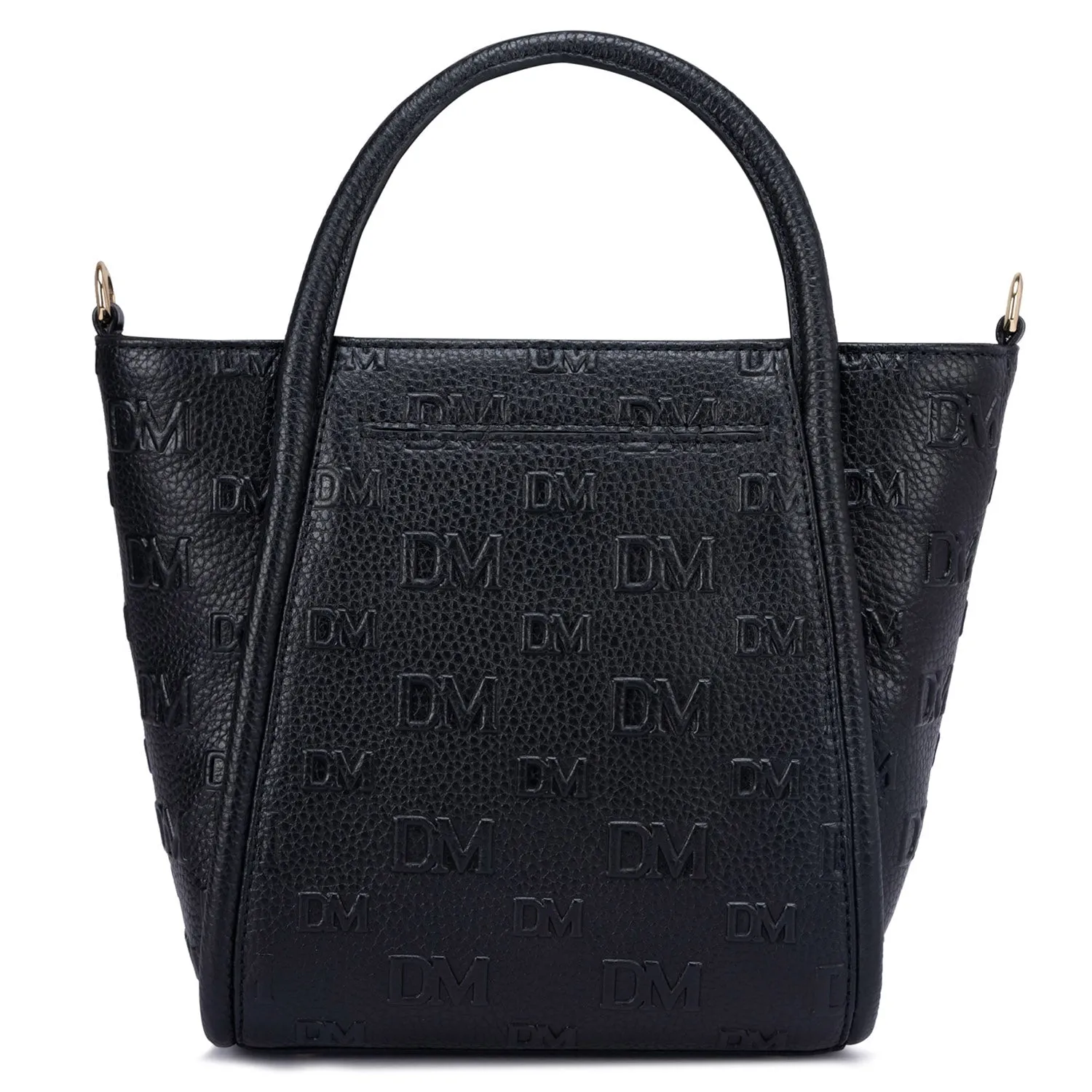 Small Monogram Wax Leather Satchel - Black
