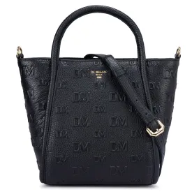 Small Monogram Wax Leather Satchel - Black