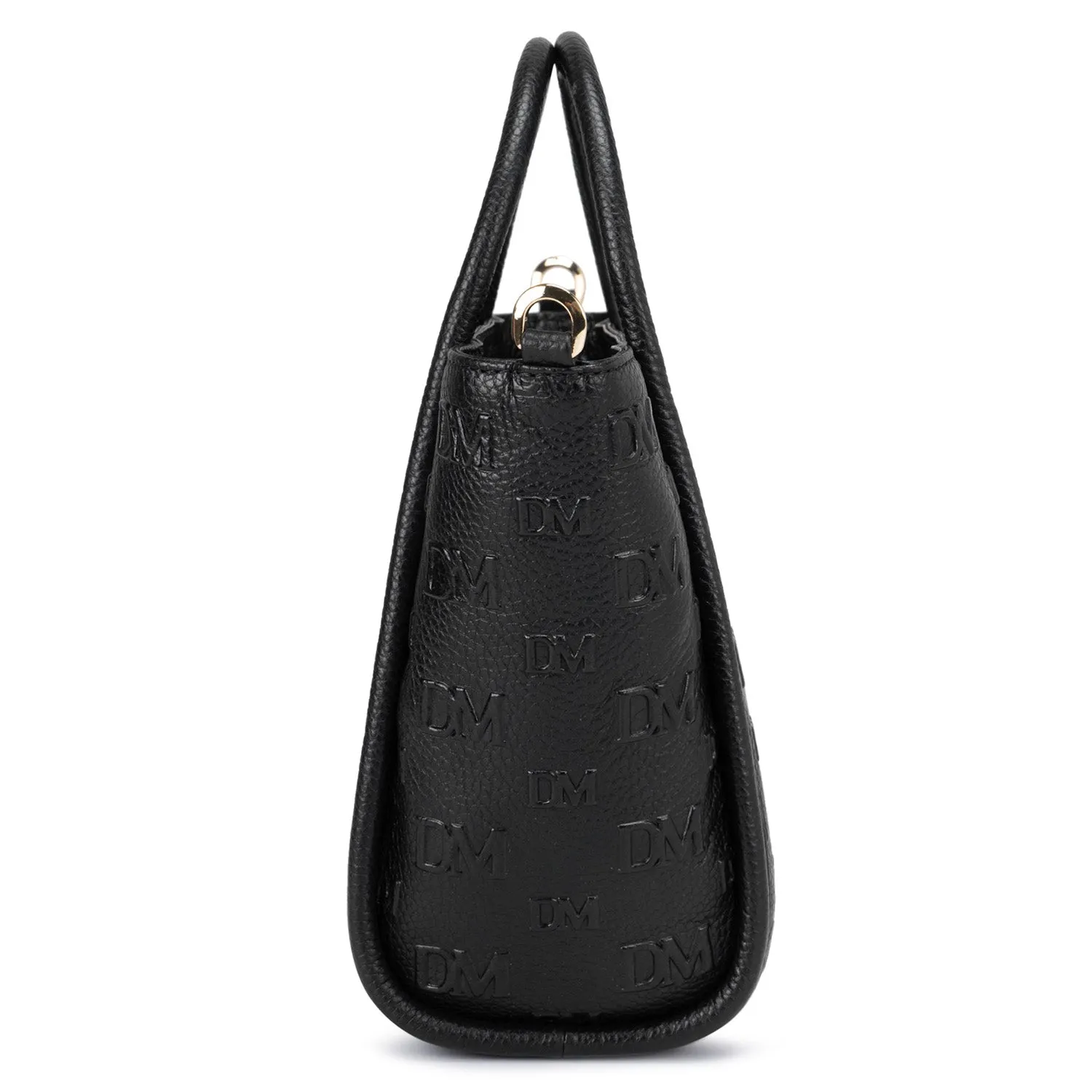 Small Monogram Wax Leather Satchel - Black