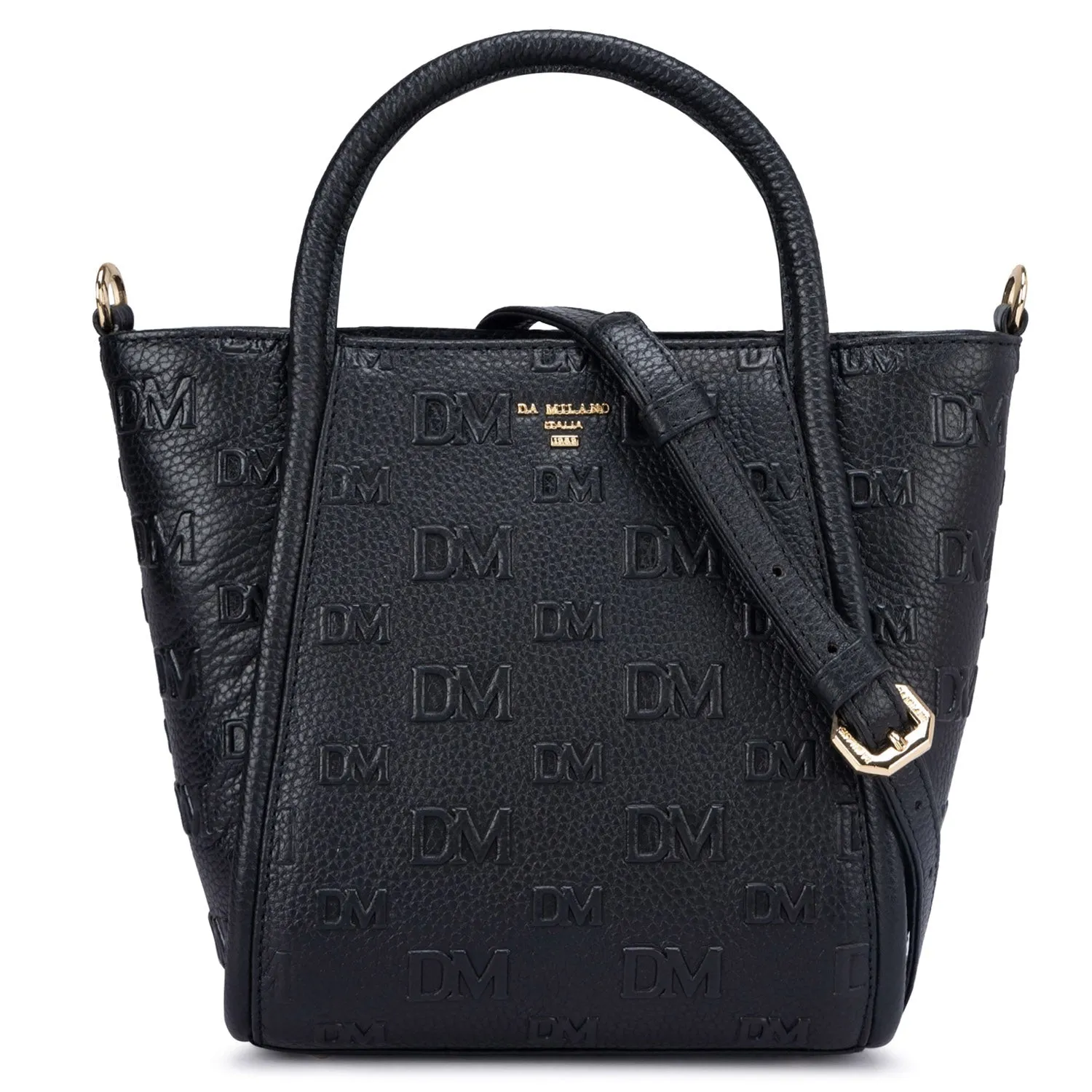 Small Monogram Wax Leather Satchel - Black