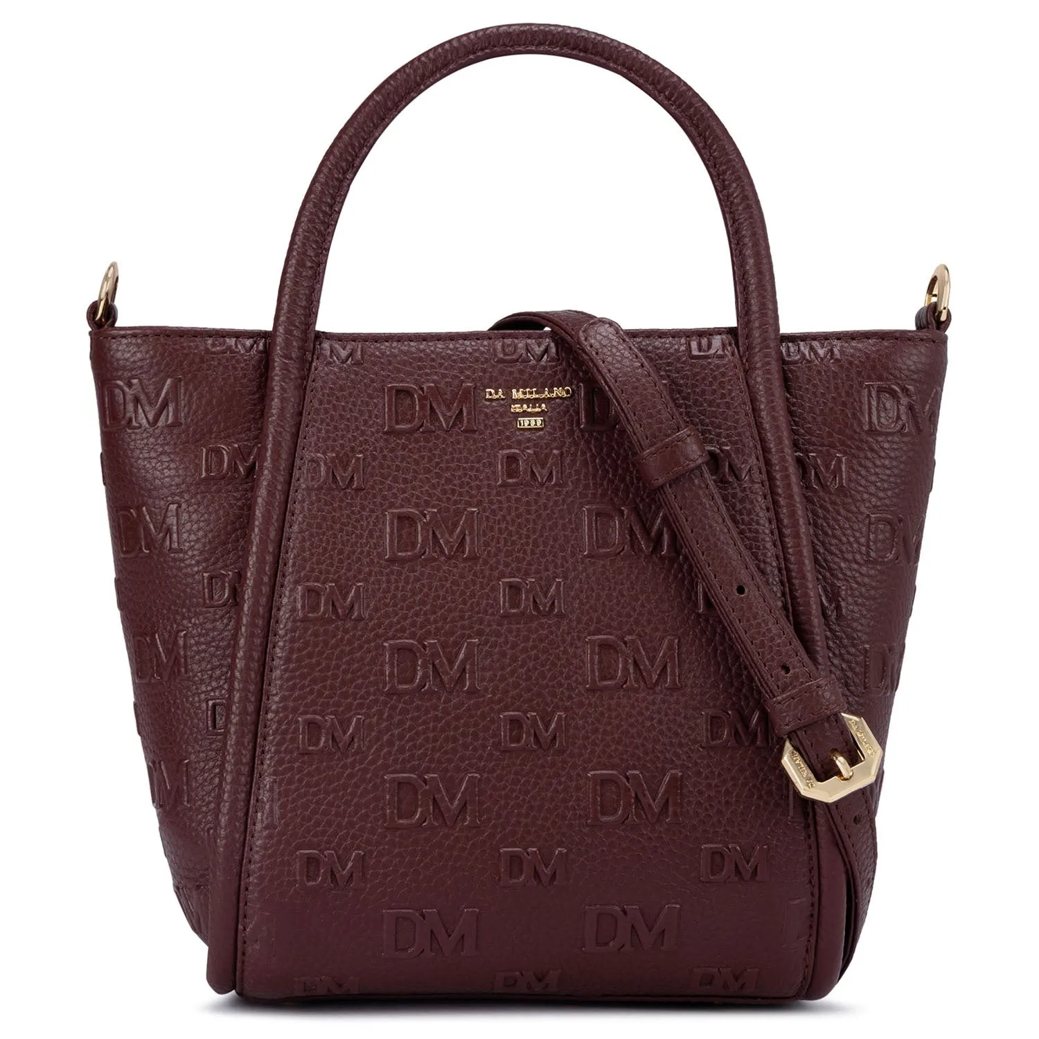 Small Monogram Wax Leather Satchel - Blood Stone