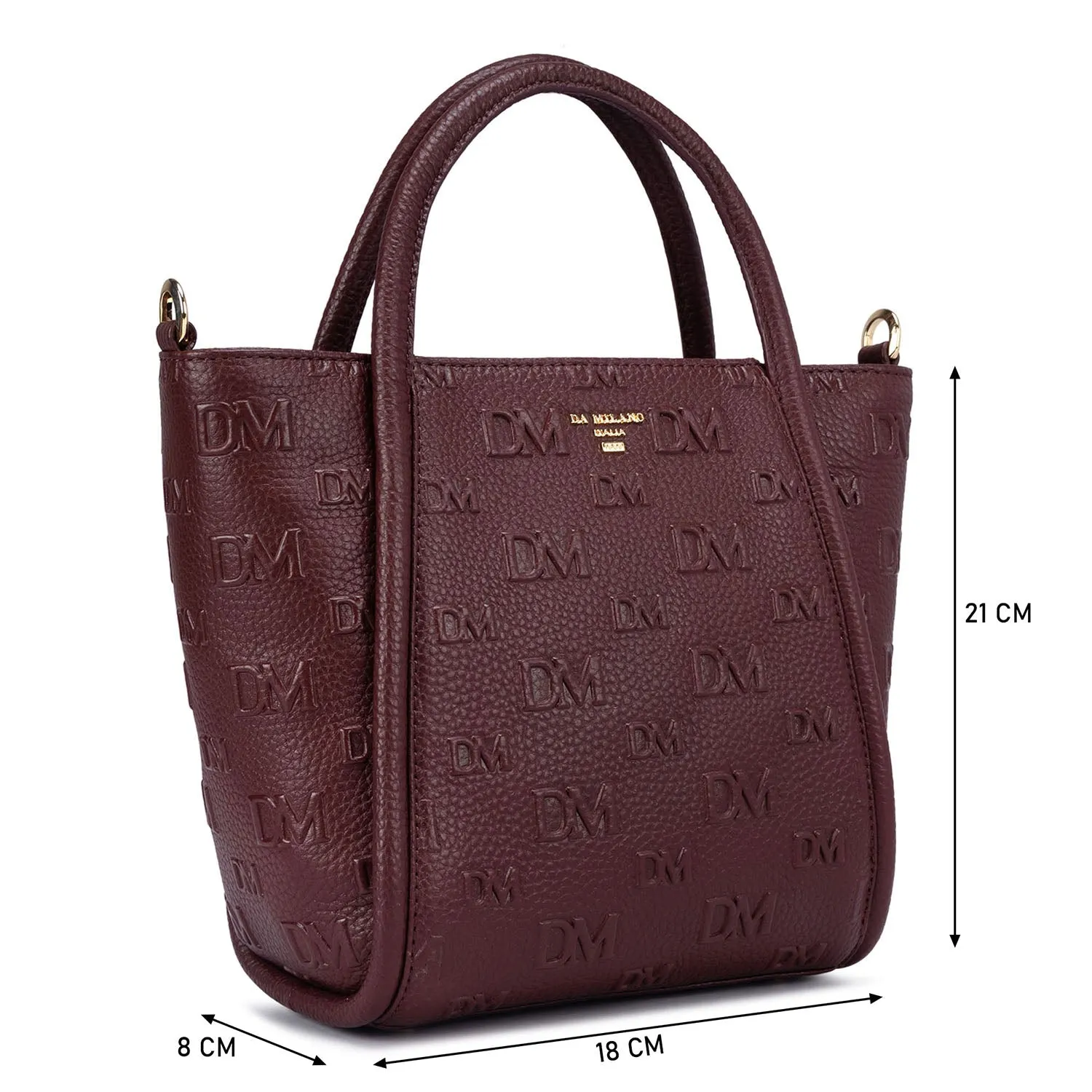 Small Monogram Wax Leather Satchel - Blood Stone