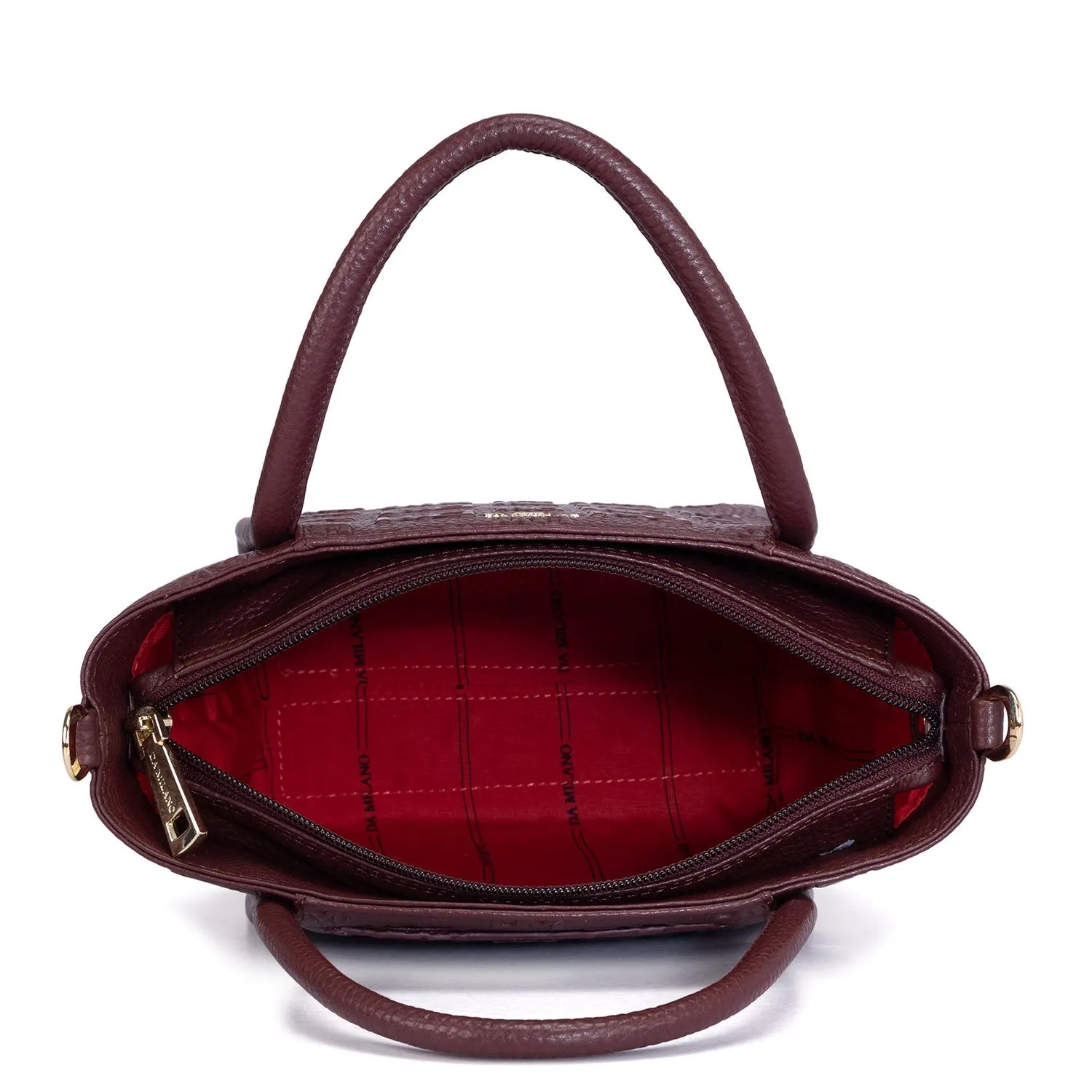 Small Monogram Wax Leather Satchel - Blood Stone