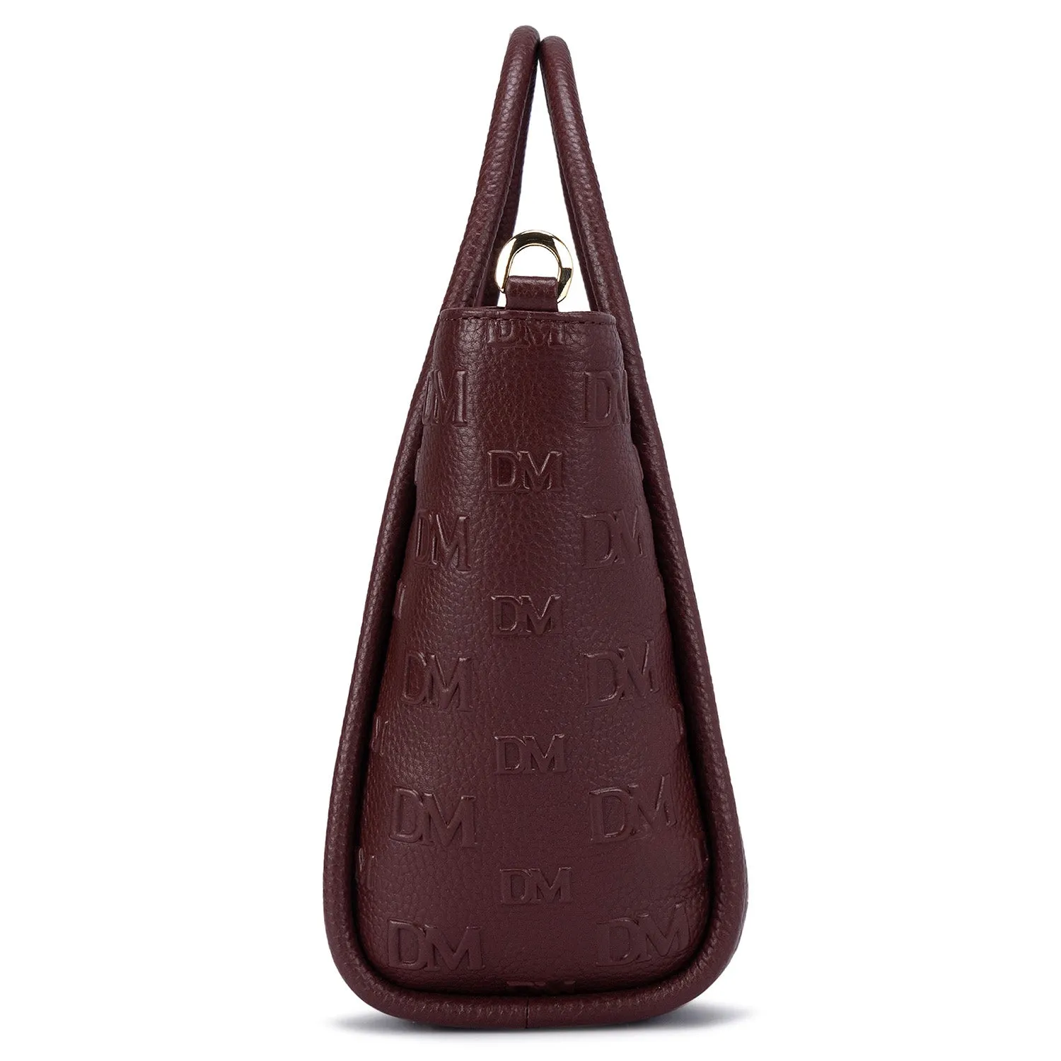 Small Monogram Wax Leather Satchel - Blood Stone