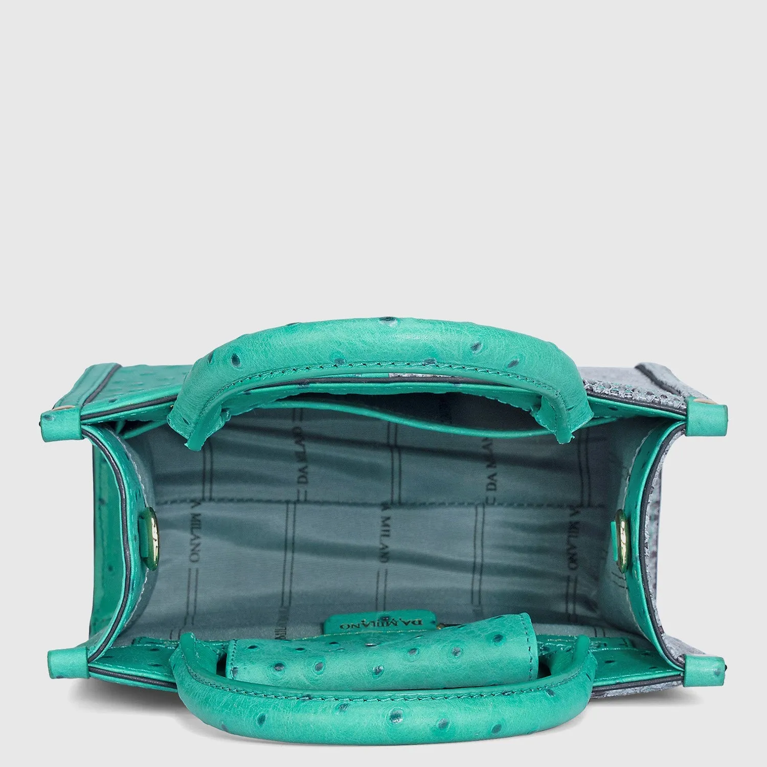 Small Ostrich Snake Leather Satchel - Green