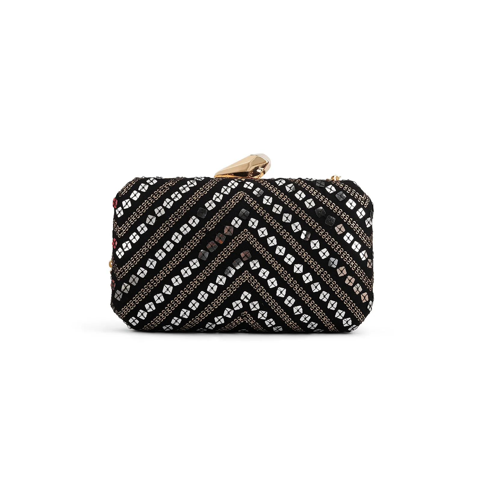 Teejh Shonali Black Sequin Clutch