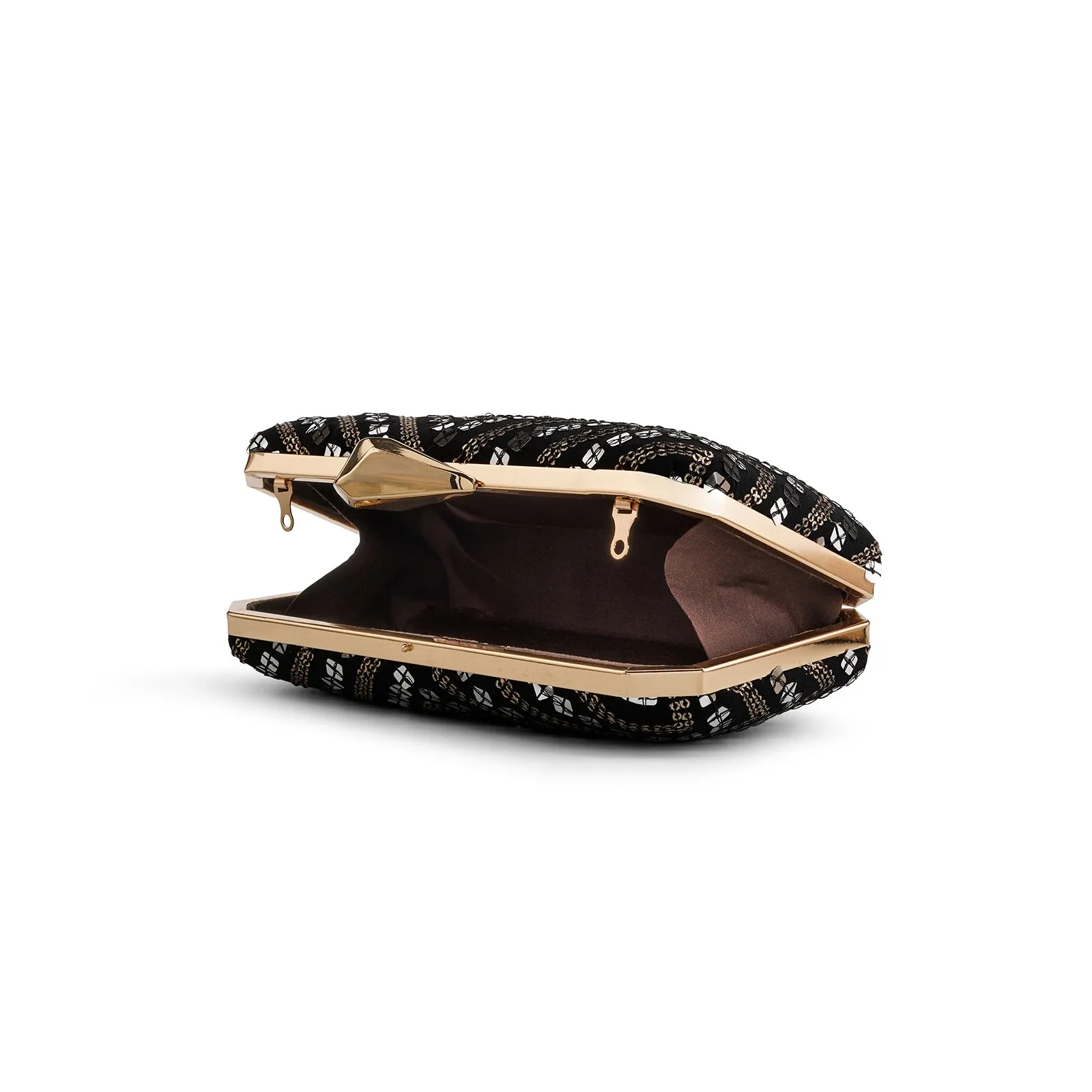 Teejh Shonali Black Sequin Clutch