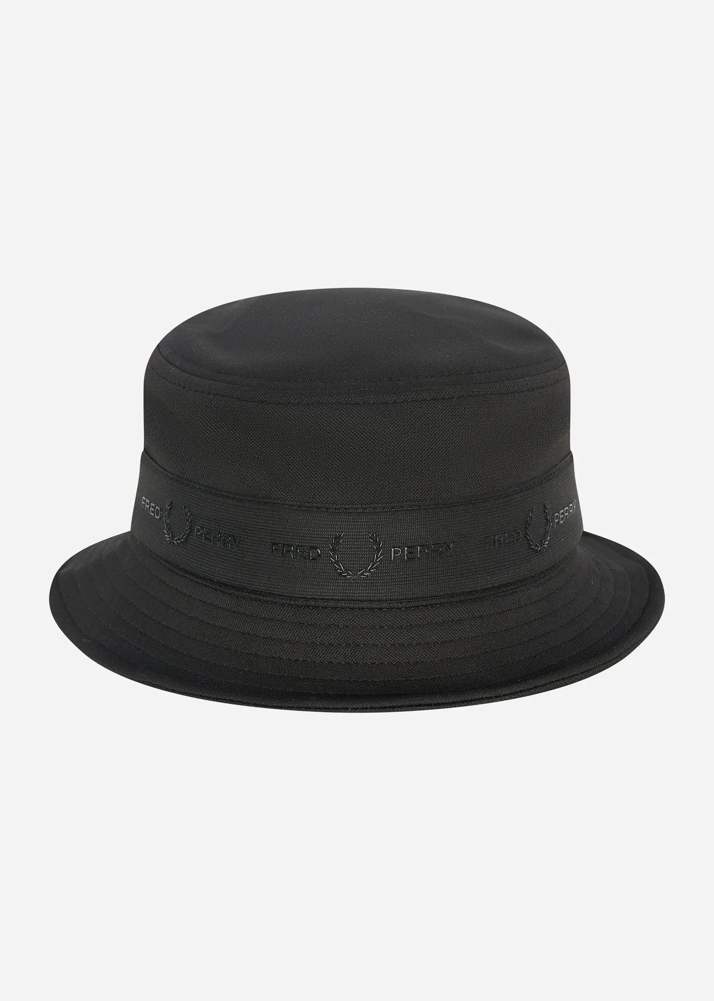 Tonal tape tricot bucket hat - black