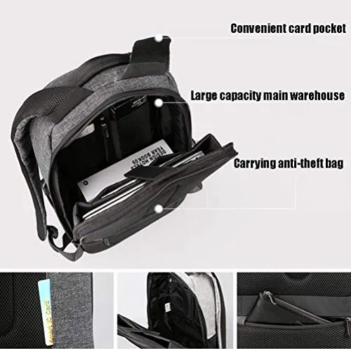 TRE Business Laptop Backpack Water Resistant Anti-Theft College Backpack with USB Charging Port Computer Backpacks for Women Men, Casual Hiking Travel Daypack (Color : Light Gray)