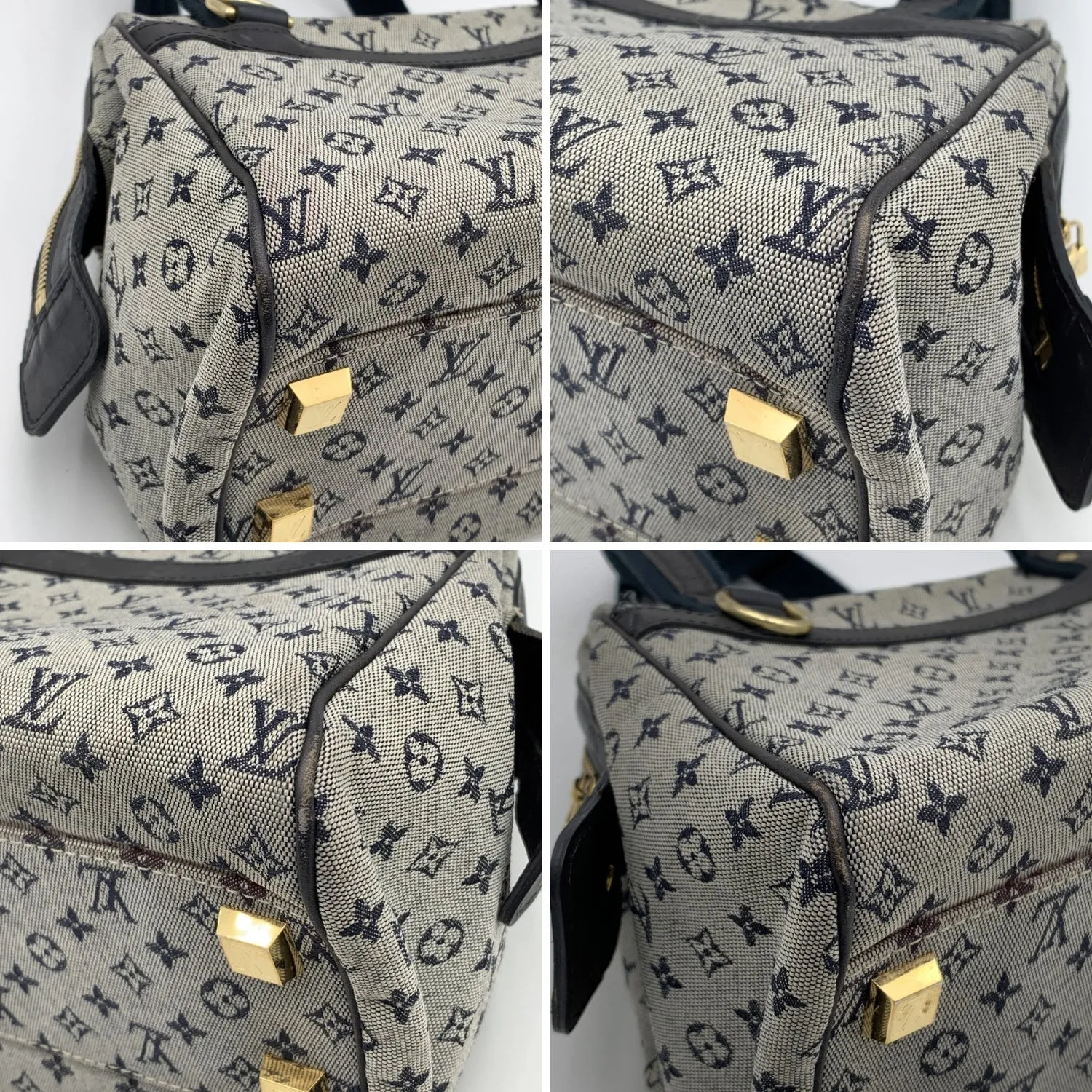 Trendy Inspired Louis Vuitton Blue Monogram Mini Lin Canvas Josephine Pm Bag