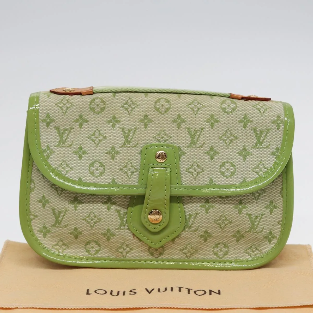 Trendy Inspired Louis Vuitton Monogram Mini Trousse Marie Kate Pouch Green M92935 Auth 88437