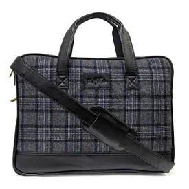 Vegan and Tweed Laptop Messenger Bag - Oxford Graphic Checks