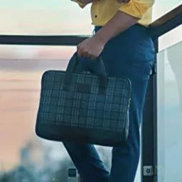 Vegan and Tweed Laptop Messenger Bag - Oxford Graphic Checks
