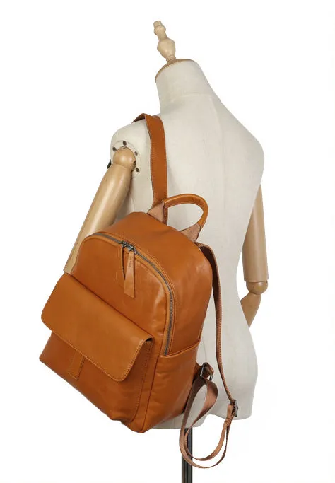 Vintage Women's Genuine Leather Backpack Purse Small Ladies Leather Rucksack