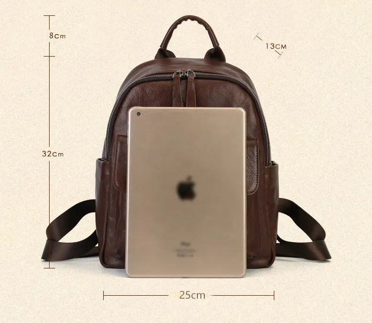 Vintage Women's Genuine Leather Backpack Purse Small Ladies Leather Rucksack