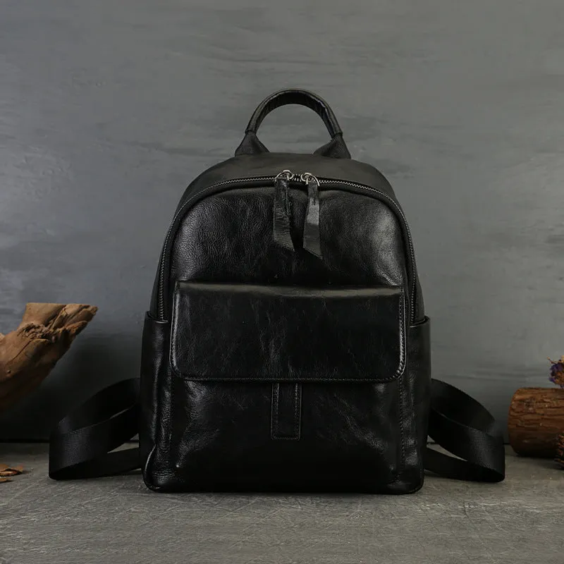 Vintage Women's Genuine Leather Backpack Purse Small Ladies Leather Rucksack