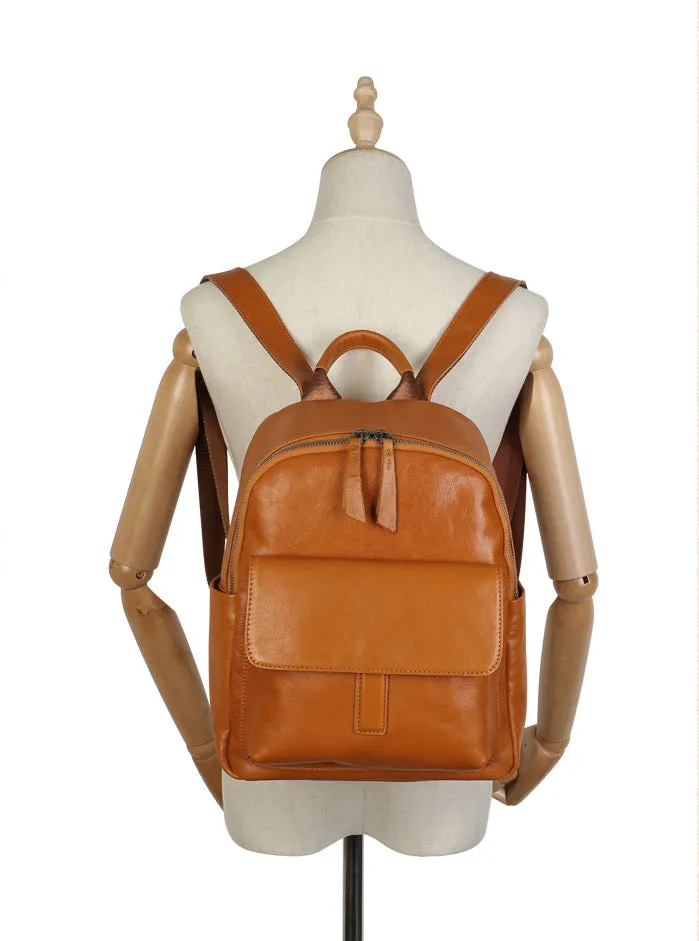 Vintage Women's Genuine Leather Backpack Purse Small Ladies Leather Rucksack
