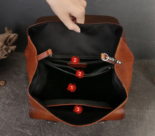 Vintage Women's Small Leather Backpack Purse Ladies Small Leather Rucksack