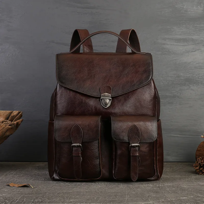 Vintage Women's Small Leather Backpack Purse Ladies Small Leather Rucksack