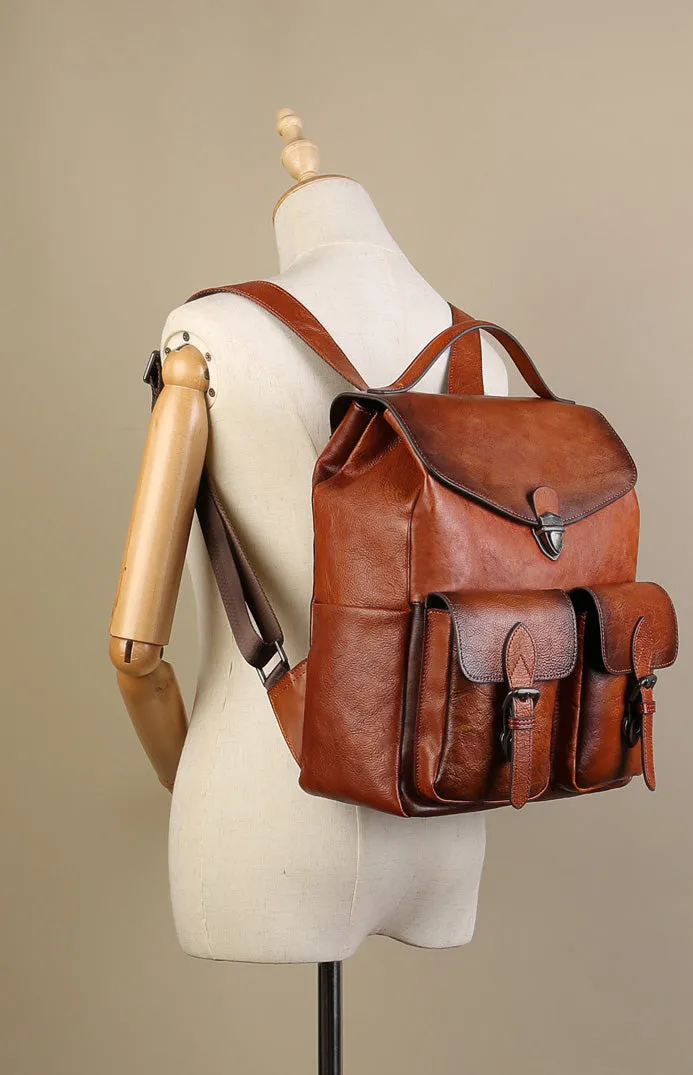 Vintage Women's Small Leather Backpack Purse Ladies Small Leather Rucksack