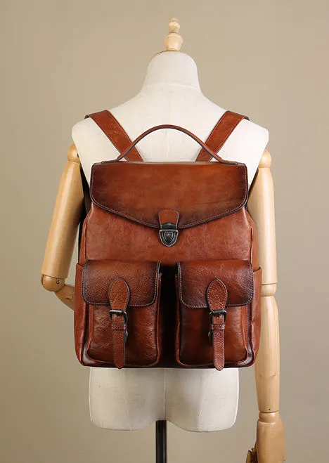 Vintage Women's Small Leather Backpack Purse Ladies Small Leather Rucksack