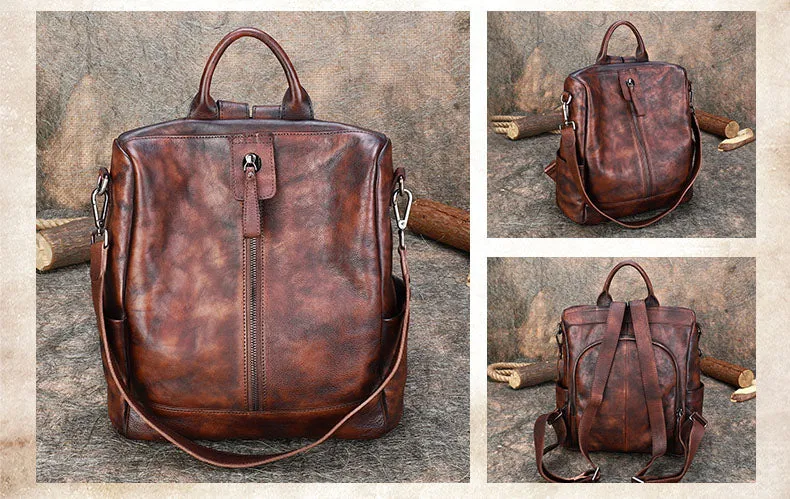 Womens Genuine Leather Rucksack Backpack Purse Cross Shoulder Bag for Women