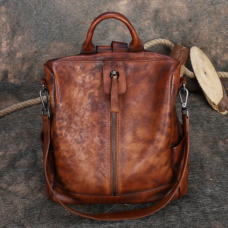 Womens Genuine Leather Rucksack Backpack Purse Cross Shoulder Bag for Women