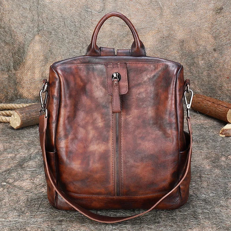 Womens Genuine Leather Rucksack Backpack Purse Cross Shoulder Bag for Women