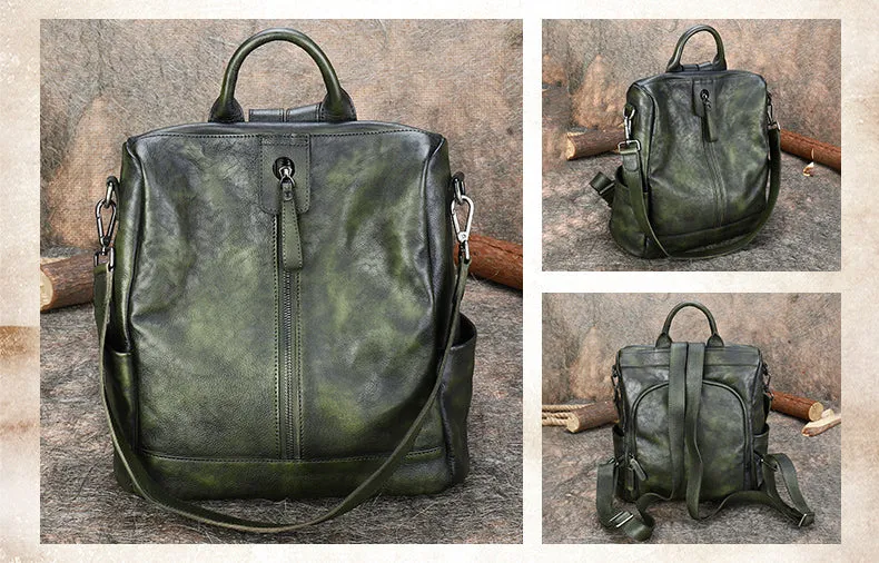 Womens Genuine Leather Rucksack Backpack Purse Cross Shoulder Bag for Women