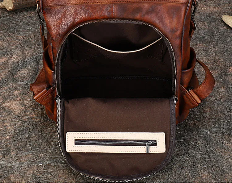 Womens Genuine Leather Rucksack Backpack Purse Cross Shoulder Bag for Women