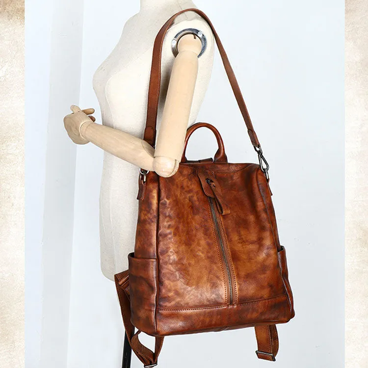 Womens Genuine Leather Rucksack Backpack Purse Cross Shoulder Bag for Women