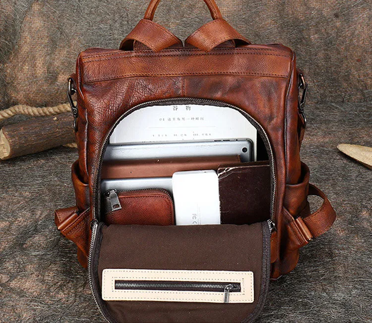 Womens Genuine Leather Rucksack Backpack Purse Cross Shoulder Bag for Women