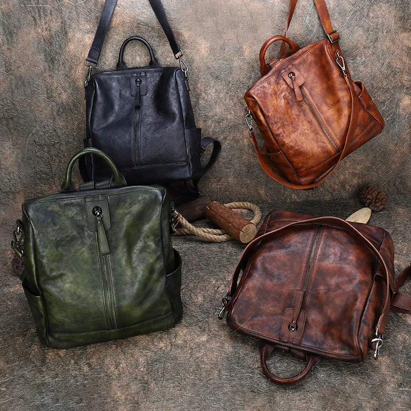 Womens Genuine Leather Rucksack Backpack Purse Cross Shoulder Bag for Women