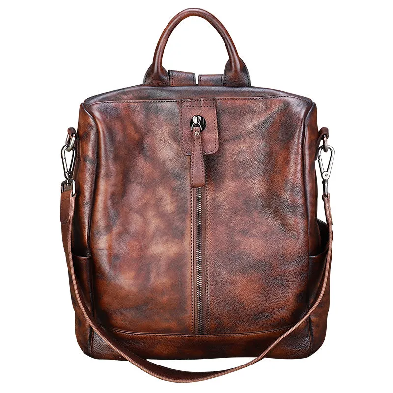 Womens Genuine Leather Rucksack Backpack Purse Cross Shoulder Bag for Women